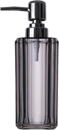 Soap Dispenser Luxury Resin Clear Refillable Liquid Soap Dispenser Pump Bottle for Bathroom Vanity, Countertop, Sink, Electroplated Silver Plastic(Gris)