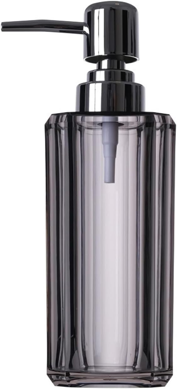 Soap Dispenser Luxury Resin Clear Refillable Liquid Soap Dispenser Pump Bottle for Bathroom Vanity, Countertop, Sink, Electroplated Silver Plastic(Gris)