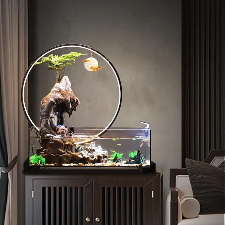 Water Fountains Indoor Living Room Water Ornaments TV Cabinet Circulating Water Rockery Landscaping Desktop Fish Tank Office Porch Decoration Tabletop Fountain