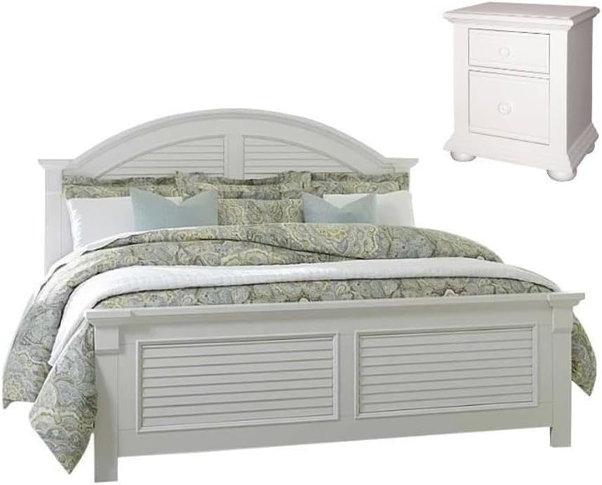 Home Square 2-Piece Set with Summer House King Panel Bed & 2-Drawer Night Stand