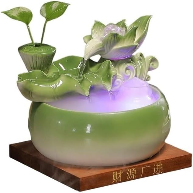 Desktop Fountain Ceramic Fish Tank Tabletop Fountain with Feng Shui Ball for Indoor and Home Decoration
