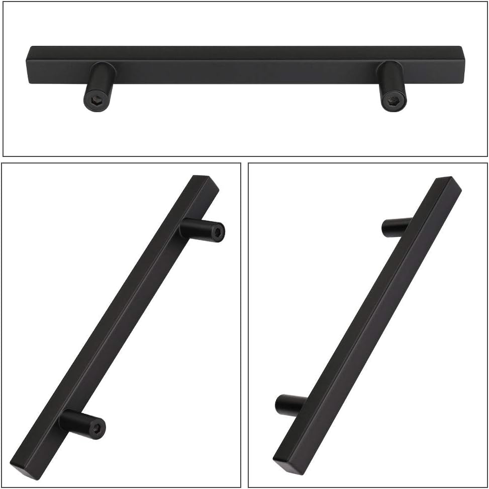 Peaha 5in Drawer Handles T-Pull Cabinet Hardware - PHJ22BK128 Stainless Steel Cabinet Handles Cabinet Drawer Pulls Kitchen Cupboard Pulls Dresser Drawer Pulls