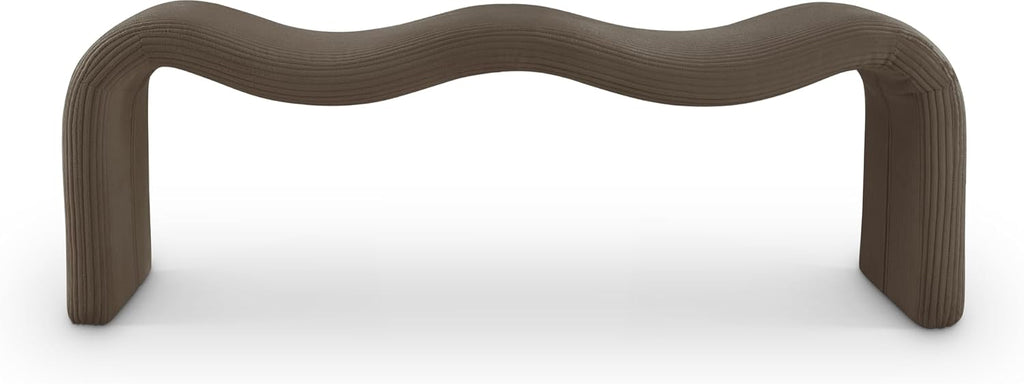 Meridian Furniture 22097Brown Willow Collection Modern | Contemporary Bench with Soft Brown Microsuede Corduroy Fabric, Iron Metal Inner Frame, 56.5' W x 18' D x 19' H, Brown