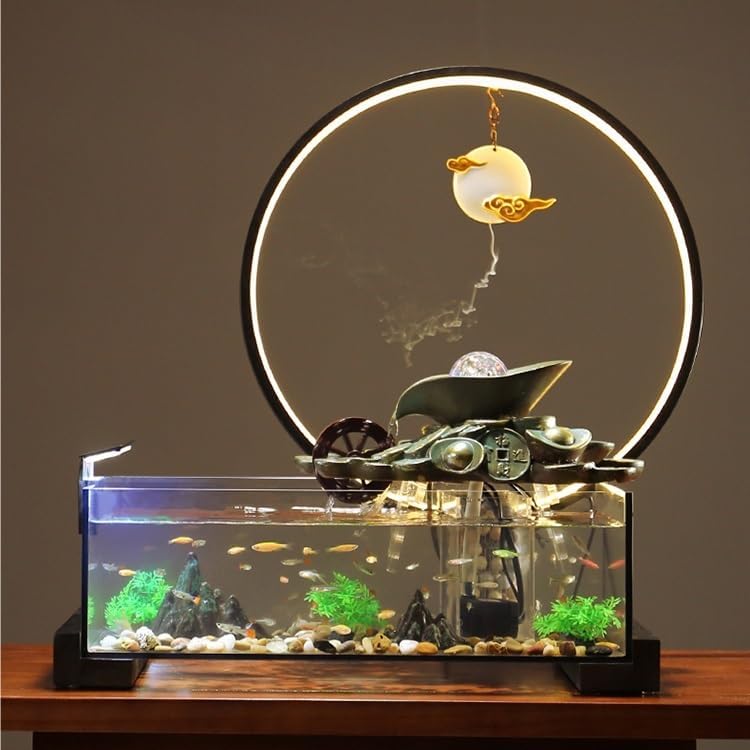 Tabletop Fountains Fish Tank Water Ornaments Living Room Household Circulating Water Fountain Creative Decoration Office Desktop Water Fountain Table Top Fountains Indoor