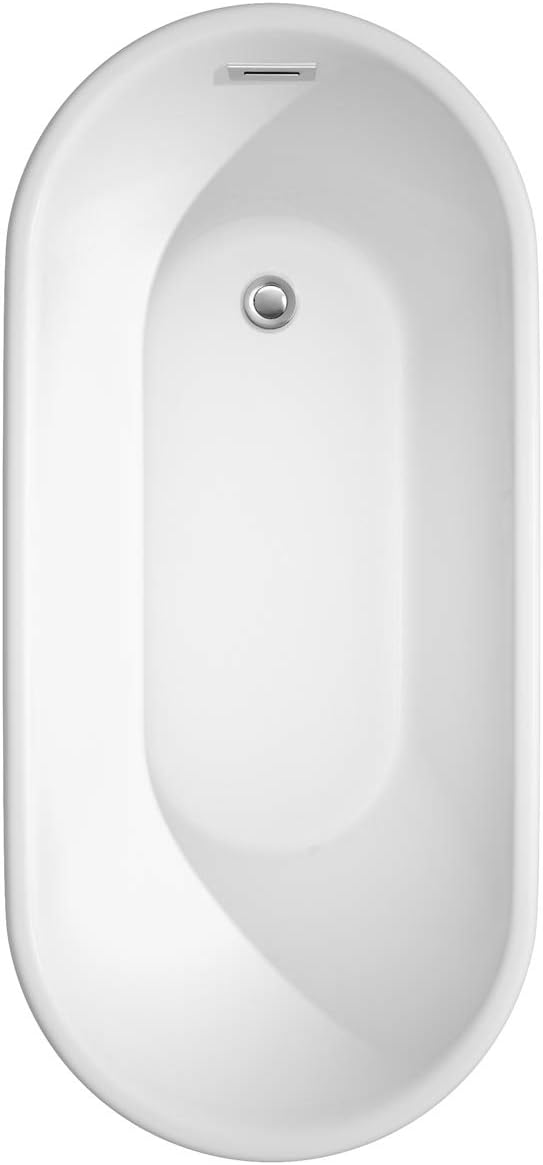 Ursula 59 inch Freestanding Bathtub in White with Polished Chrome Drain and Overflow Trim