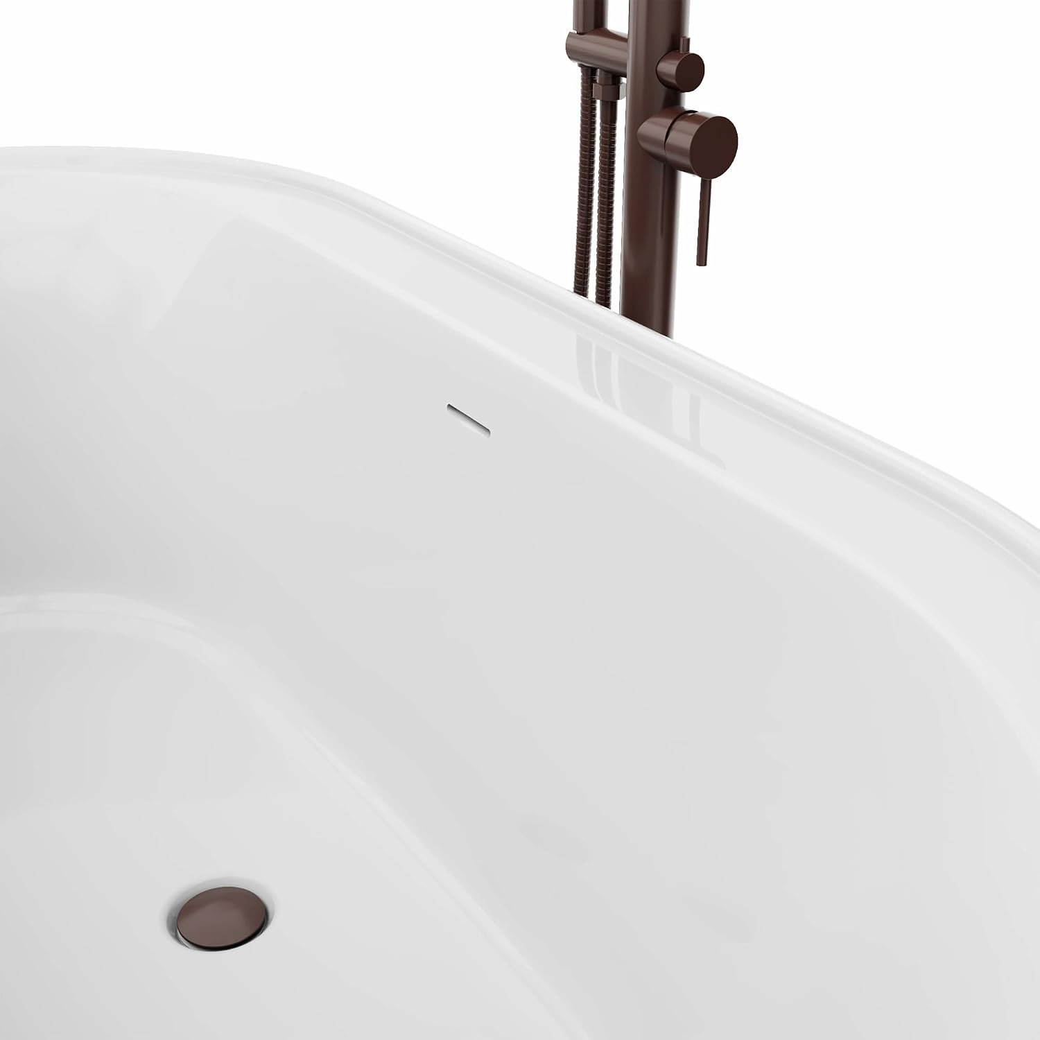 DreamLine Encore 60 1/4 inch L x 32 1/4 inch W x 23 1/8 inch H Freestanding Acrylic Bathtub with Oil Rubbed Bronze Drain