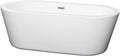Mermaid 67 inch Freestanding Bathtub in White with Polished Chrome Drain and Overflow Trim