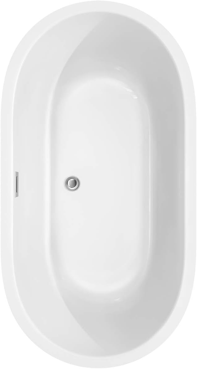 Juliette 60 inch Freestanding Bathtub in White with Polished Chrome Drain and Overflow Trim