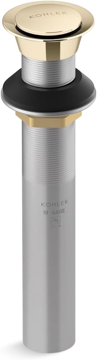 Kohler K-33151-AF Bathroom sink clicker drain without overflow, French Gold