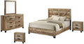 Best Quality Furniture 5 Piece Weathered Brown Pine Wood Bedroom Set in King
