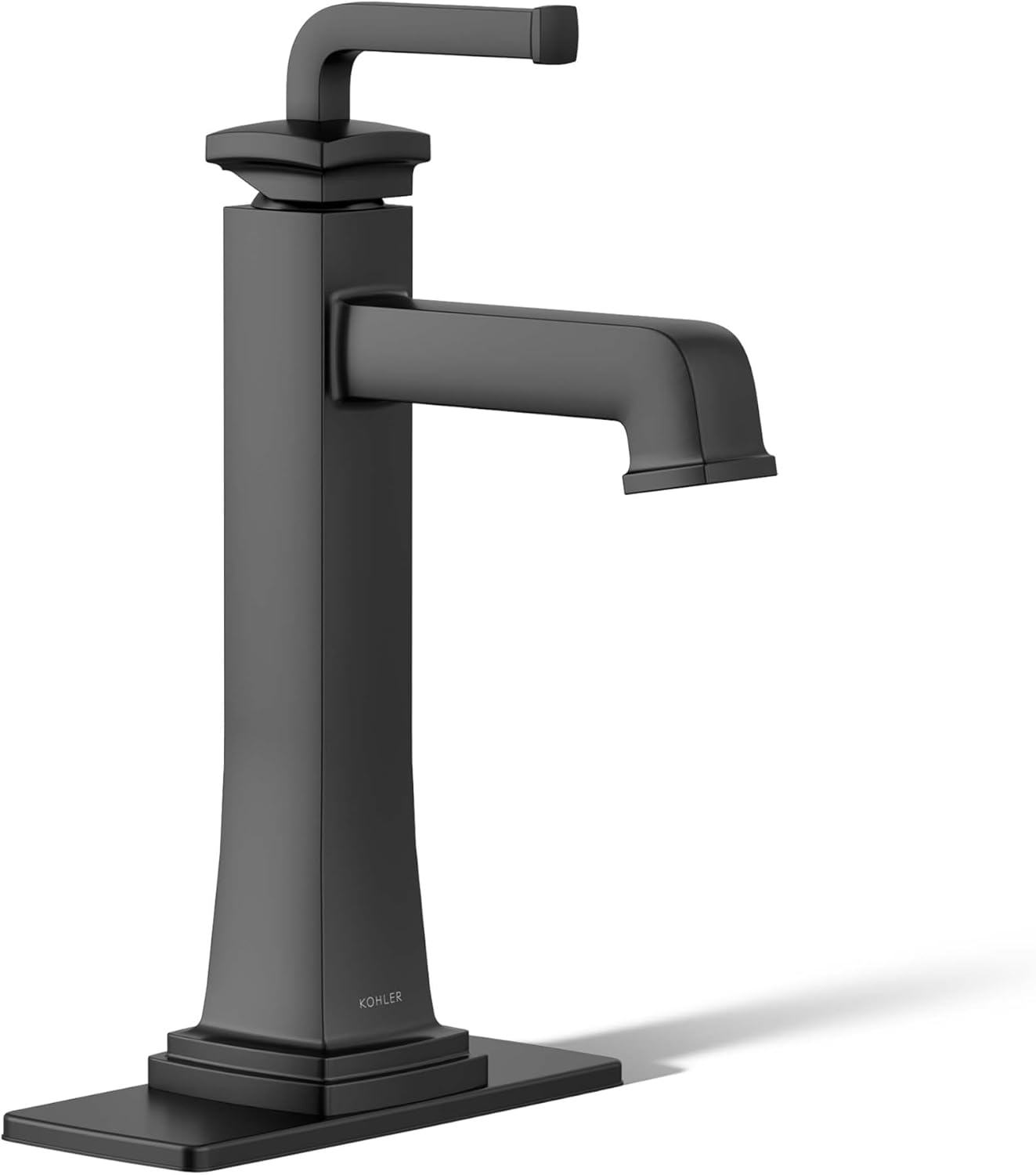 KOHLER K-26430-4K-BL Riff Tall Single-Handle Bathroom Sink Faucet, 1.0 GPM, Single-Hole, Modern Classic Design, Matte Black