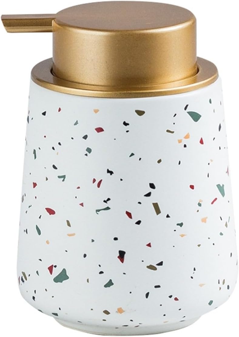 Pump Bottle Soap Dispenser White Ceramic Soap Dispenser with Colorful Spot Decoration Modern Bathroom Sink Accessories