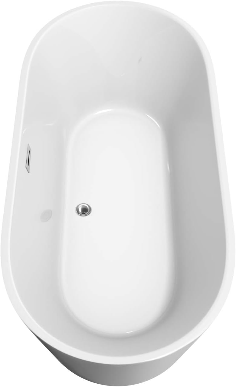 Carissa 67 inch Freestanding Bathtub in White with Polished Chrome Drain and Overflow Trim