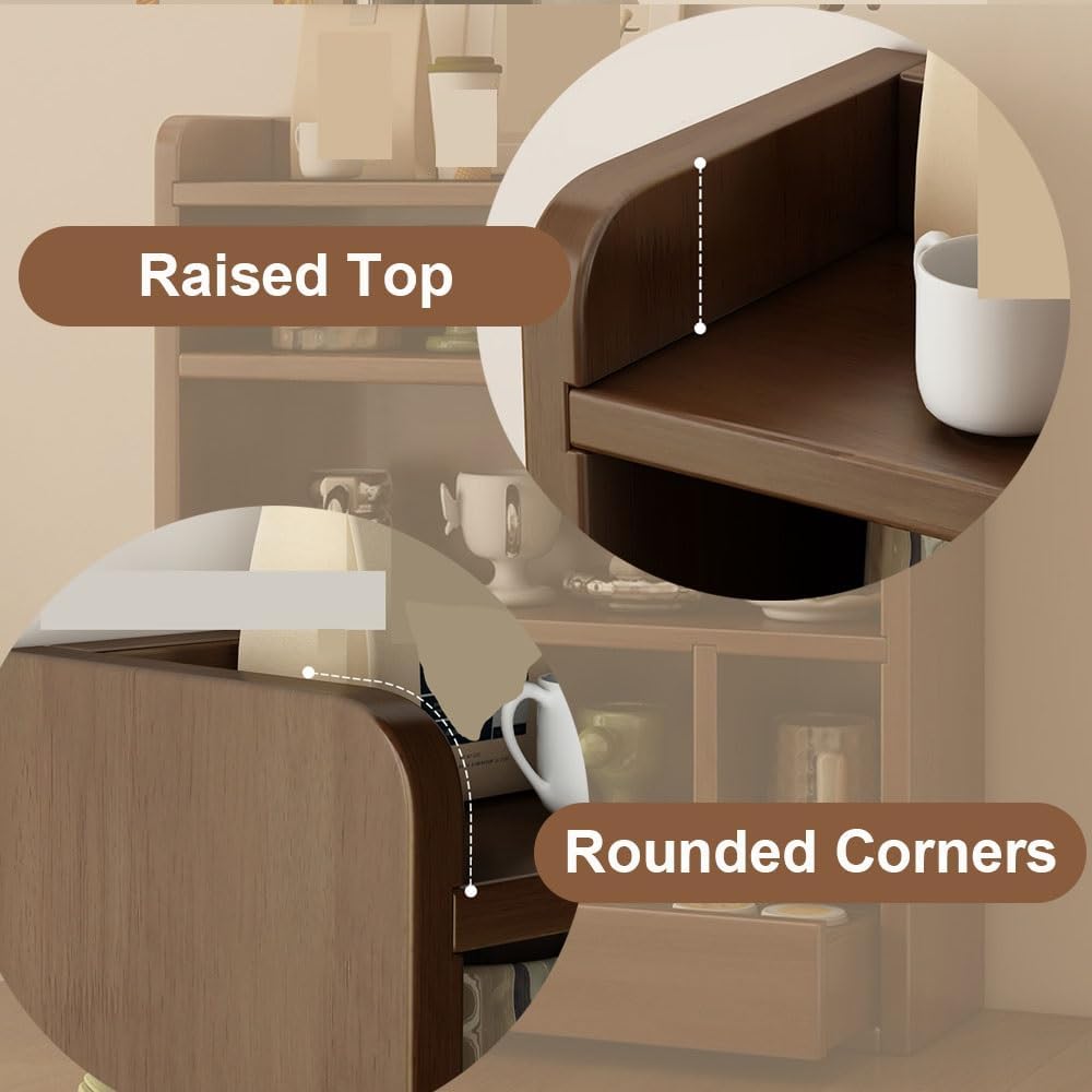Soild Wood Coffee Cup Holder, 5-Tier Mug Holder with Drawers, Large Capacity Makeup Organizer, Countertop Organizer for Bathroom, Bedroom, Kitchen(Brown)