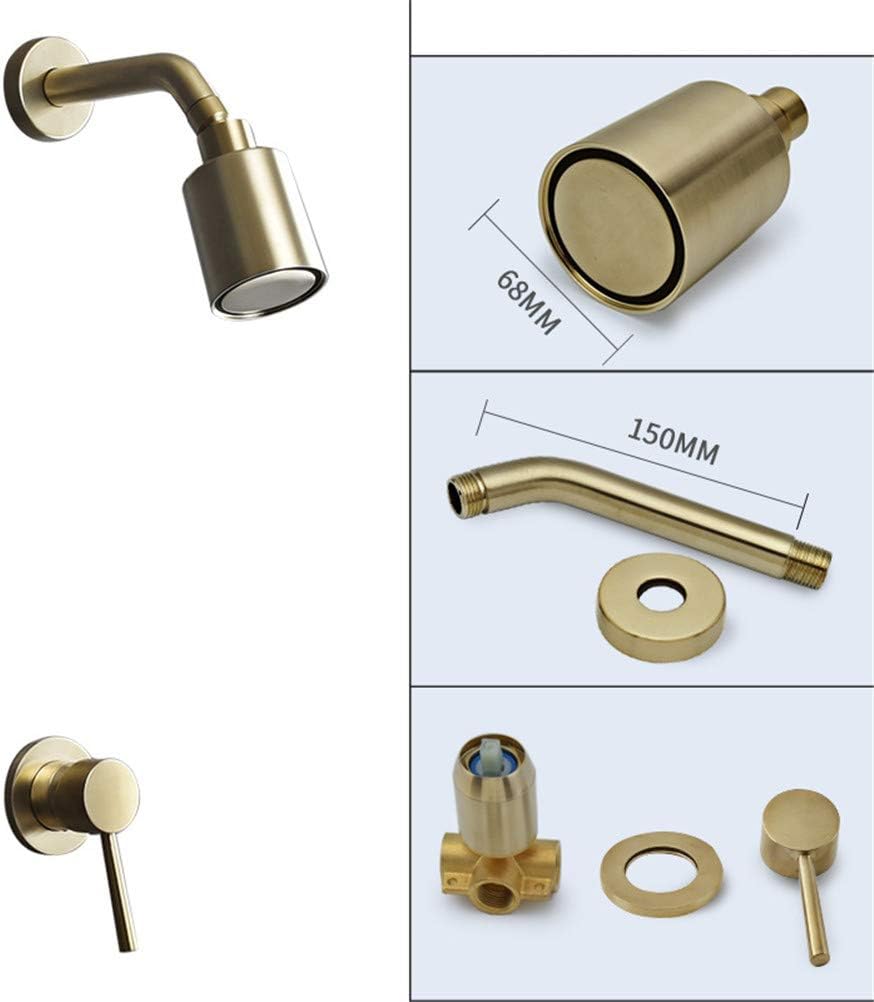 Bathroom Shower Faucet Set in-Wall Copper Brushed Gold/Black/Chrome Shower Head Concealed Shower Set Bath Spray Rainfall Shower System,Gold