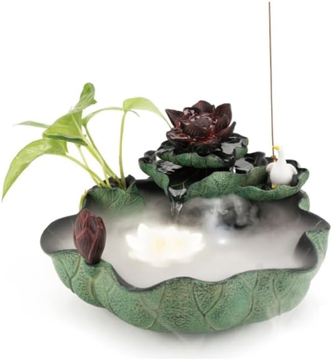 Indoor Waterfall Fountain Indoor Relaxation Lotus Waterfall Fountain with Circulating Aquarium for Home and Office Tabletop Fountains Decor