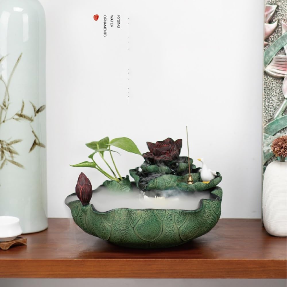 Indoor Waterfall Fountain Indoor Relaxation Lotus Waterfall Fountain with Circulating Aquarium for Home and Office Tabletop Fountains Decor