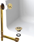 Westbrass A324-01 22-1/2' Bath Waste & Overflow Assembly with Trip Lever and Beehive Strainer Grid Drain, Polished Brass