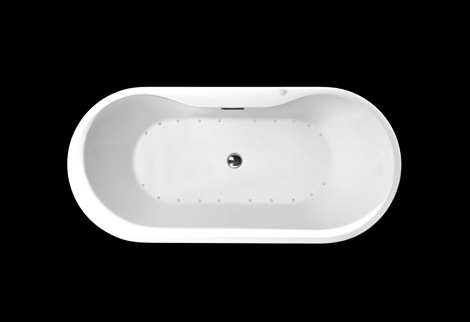 Carver Tubs - Reflection II 67' - Modern White Freestanding Bathtub With Heated Jetted Air Massage - White Oval Acrylic Fiberglass Tub With Chrome Drian - Comfort Warmth - 67'L x 31.5'W x 23.5'H