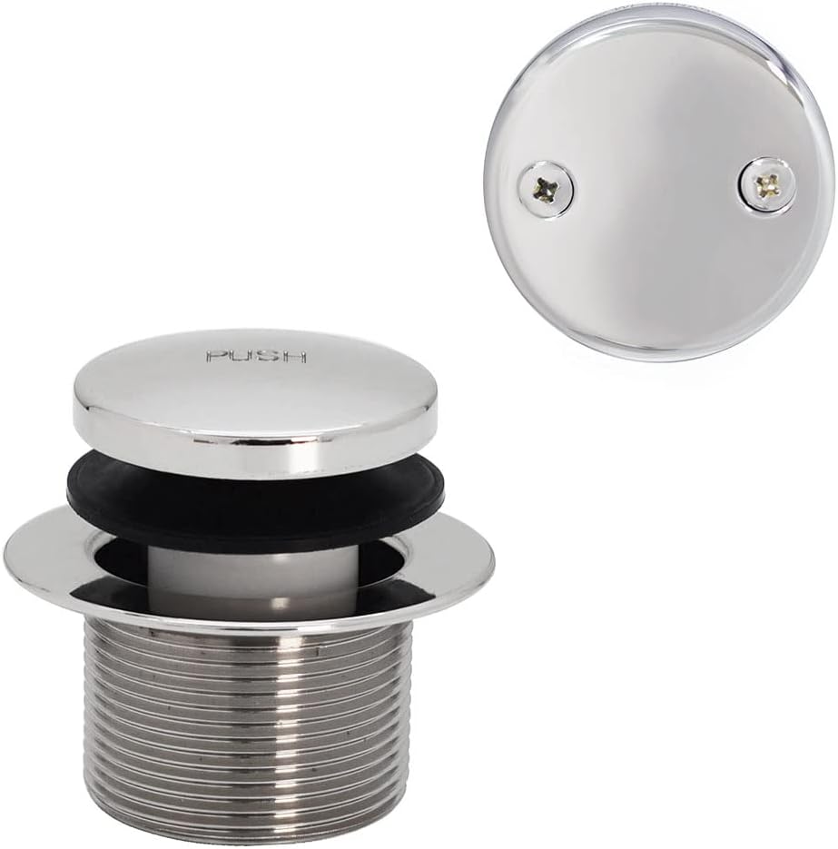 Westbrass A326-26 22-1/2' Brass Bath Waste & Overflow Assembly with Tip-Toe Drain Plug and 2-Hole Faceplate, Polished Chrome