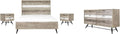 Armen Living Bridges 4 Piece Queen Bedroom Set in Two-Tone Acacia Wood, Natural