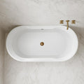 Carver Tubs - Aiden 65' - Modern White Spacious Freestanding Soaking Bathtub - Modern Acrylic Fiberglass With Oil Rubbed Bronze Drain - Two Person Contemporary Oval Bath Tub - 65″L x 29'W x 22'H