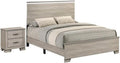 Best Quality Furniture Greige Rustic Oak Wood Bedroom Set with Charging Station and LED Lighting
