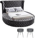 Home Square 3-Piece Set with Luxus Gray Velvet King Bed & 2 Bali Nightstands