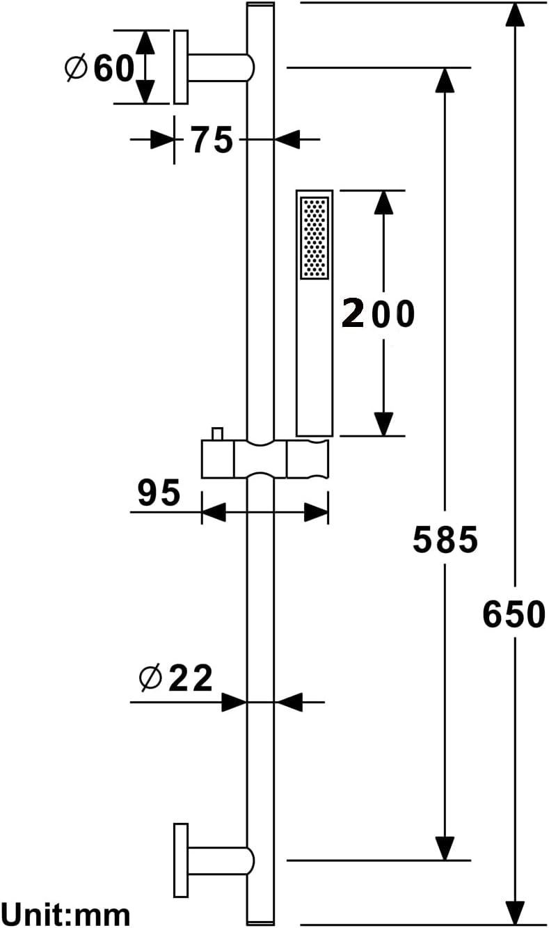 Shower Slide Bar with Handheld Shower, 304 Stainless Steel Slide Bar Adjustable Holder with 59 Inch Shower Hose Wall Mounted Slide Bar Holder Set,Chrome (Chrome)