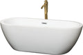 Soho 68 Inch Freestanding Bathtub in White with Polished Chrome Trim and Floor Mounted Faucet in Brushed Gold