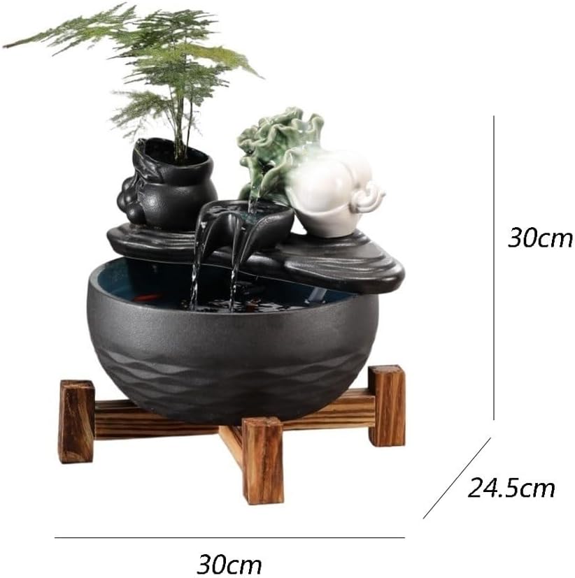 Indoor Waterfall Fountain Living Room Coffee Table Desktop Decorative Fountain Water Features Desktop Running Water Ornaments Ceramic Fish Tank Tabletop Fountains Decor