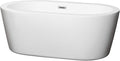 Mermaid 60 inch Freestanding Bathtub in White with Polished Chrome Drain and Overflow Trim
