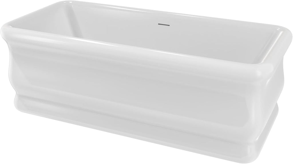 Crest 67 in. L x 31-1/2 in. W x 24-1/2 in. H Freestanding Acrylic Bathtub, Brushed Nickel Drain