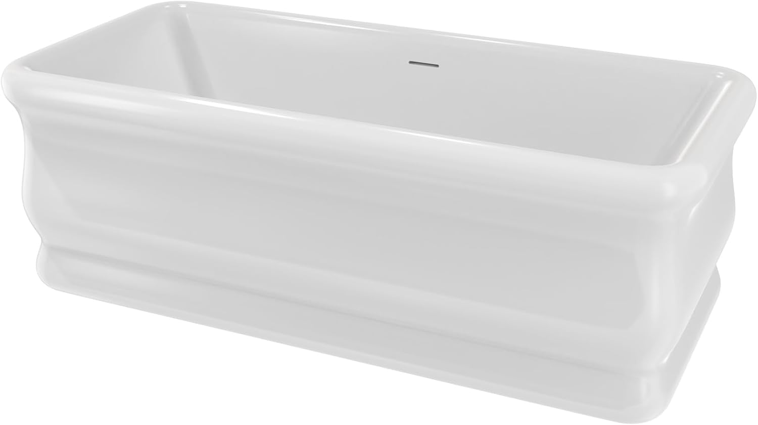 Crest 67 in. L x 31-1/2 in. W x 24-1/2 in. H Freestanding Acrylic Bathtub, Brushed Nickel Drain