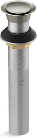 KOHLER K-33151-BN Bathroom Sink Clicker Drain w/o Overflow, Premium Metal, Corrosion Resistant, Vibrant Brushed Nickel
