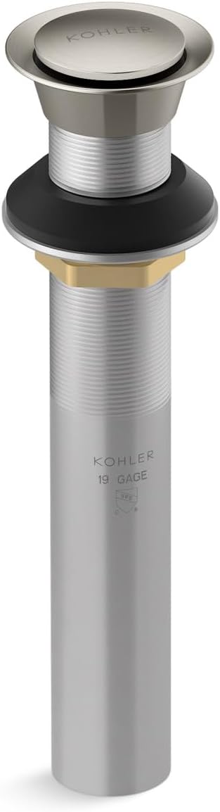KOHLER K-33151-CP Bathroom Sink Clicker Drain w/o Overflow, Premium Metal, Corrosion Resistant, Polished Chrome
