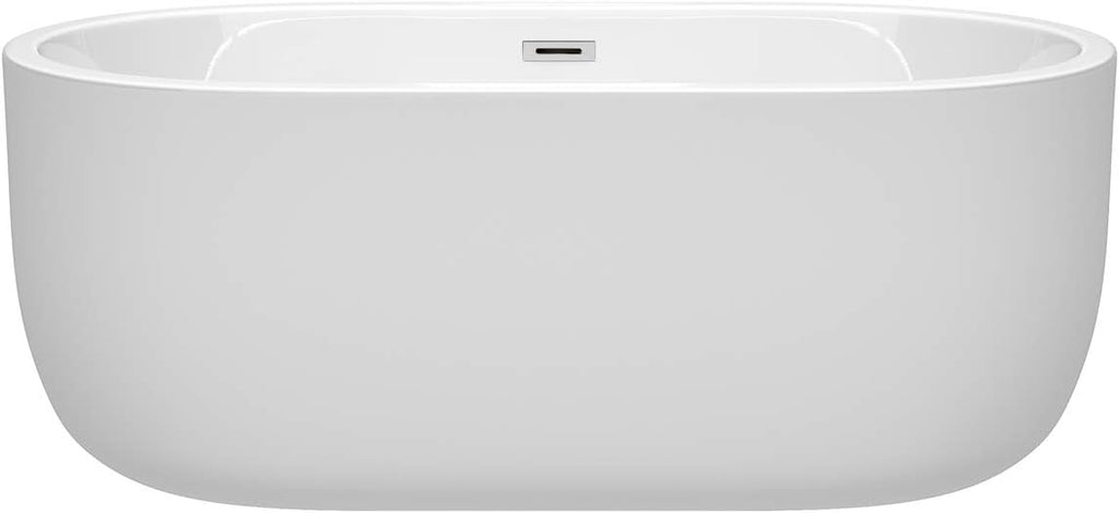 Juliette 60 inch Freestanding Bathtub in White with Polished Chrome Drain and Overflow Trim