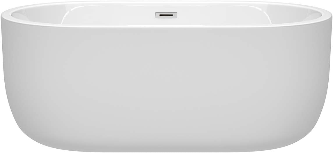 Juliette 60 inch Freestanding Bathtub in White with Polished Chrome Drain and Overflow Trim