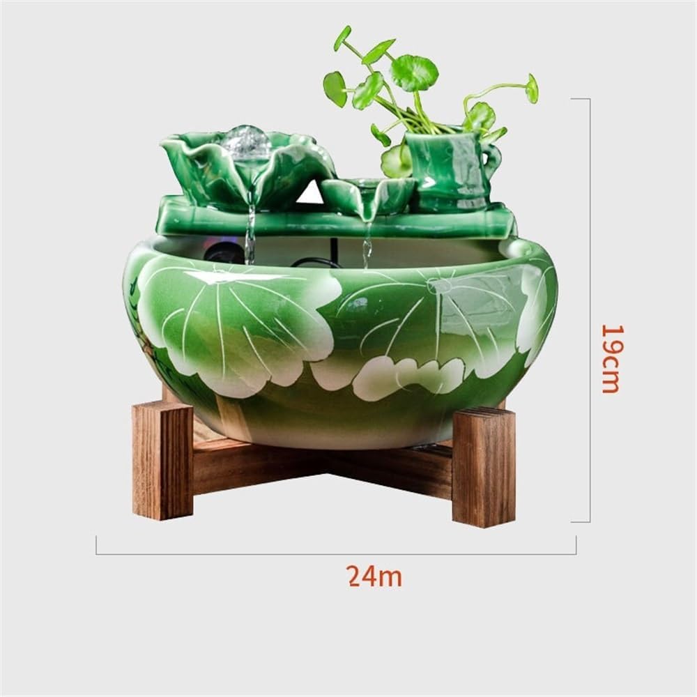 Tabletop Fountain Feng Shui Ornament Ceramic Desktop Fish Tank Tabletop Fountain Water Feature Office Decor Tabletop Water Fountain(Small)