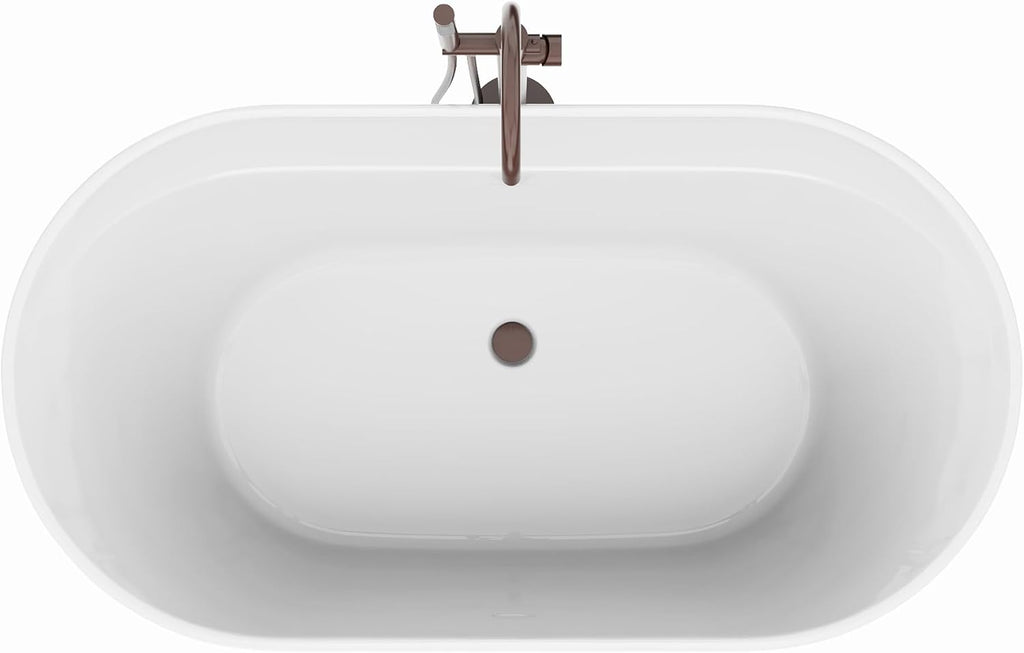 DreamLine Encore 65 3/4 inch L x 34 1/4 inch W x 23 1/8 inch H Freestanding Acrylic Bathtub with Oil Rubbed Bronze Drain