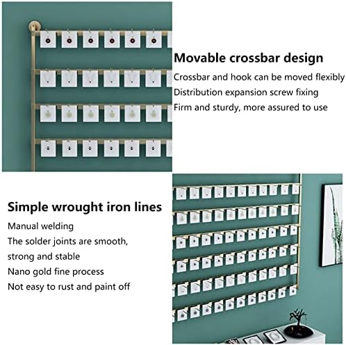 Wall Mounted Jewelry Organizer - 80x120CM Black Metal Holder with Necklace Hooks - Space-Saving Closet Storage for Accessories and Display - Stylish Hanging Design