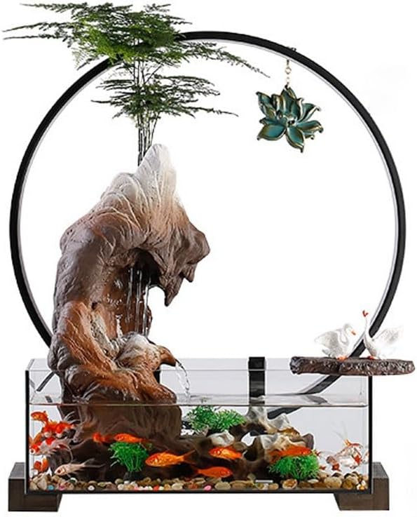 Waterfall Fountain Indoor Home Water Fish Tank Ornaments Living Room Desktop Chinese Rockery Wheel Circulation Fountain Table Top Water