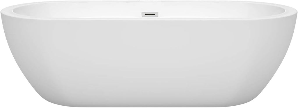 Soho 72 inch Freestanding Bathtub in White with Polished Chrome Drain and Overflow Trim