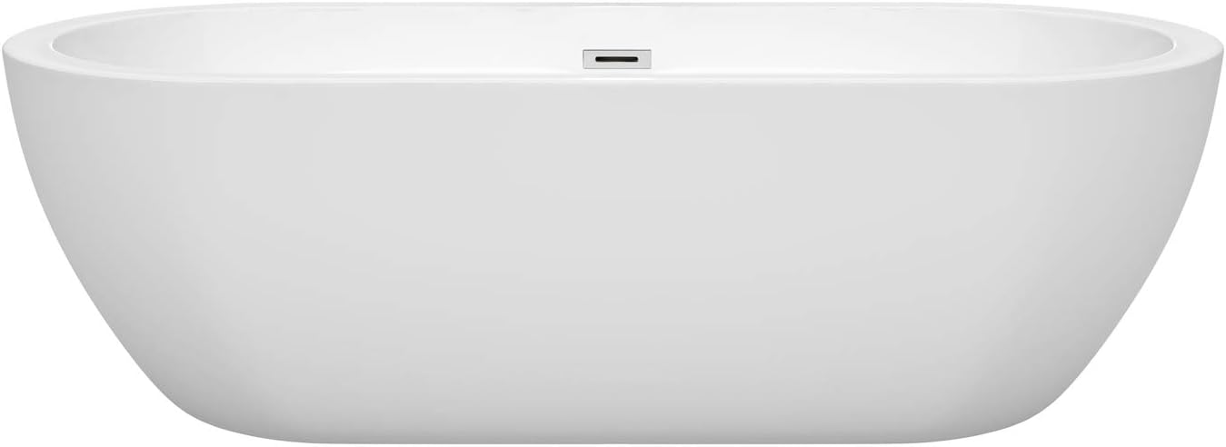 Soho 72 inch Freestanding Bathtub in White with Polished Chrome Drain and Overflow Trim