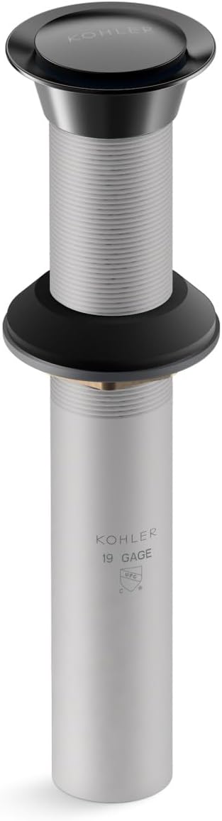 Kohler K-33151-2BL Bathroom sink clicker drain without overflow, Blackened Bronze