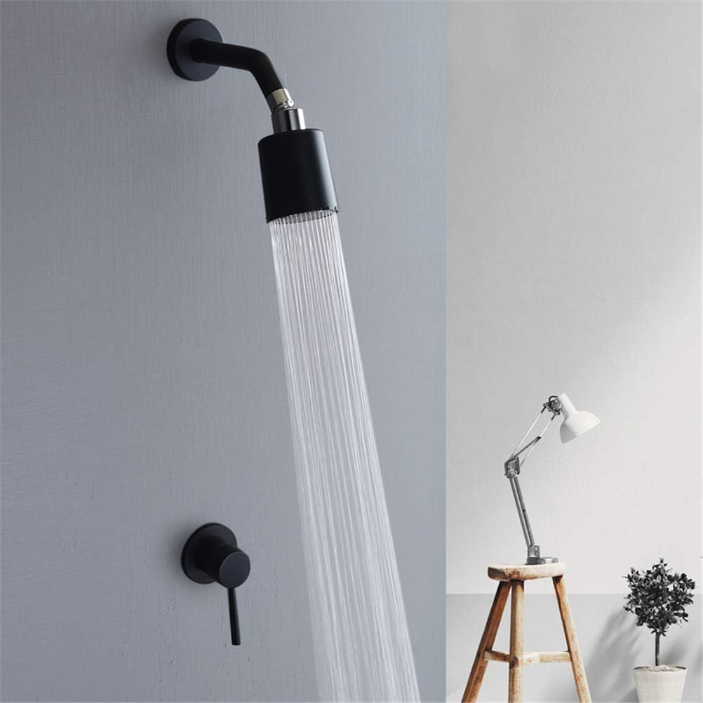Bathroom Shower Faucet Set in-Wall Copper Brushed Gold/Black/Chrome Shower Head Concealed Shower Set Bath Spray Rainfall Shower System,Black
