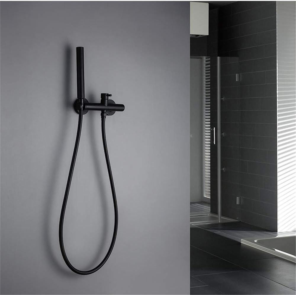 Matte Black Bathroom Shower Set Bathroom Brass Wall Mounted Faucet Wall 2 Ways Shower Handheld Spray Sets