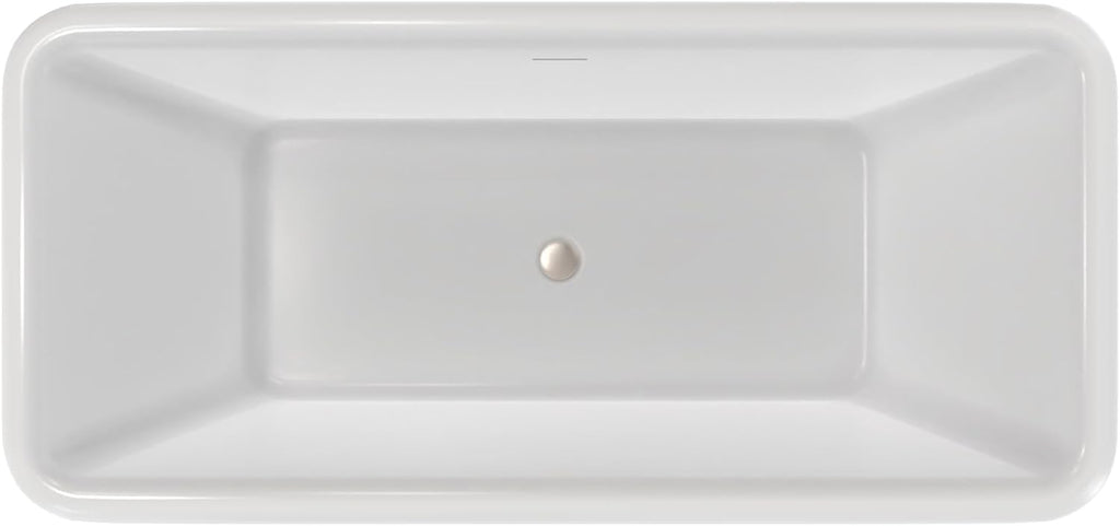 Crest 67 in. L x 31-1/2 in. W x 24-1/2 in. H Freestanding Acrylic Bathtub, Brushed Nickel Drain