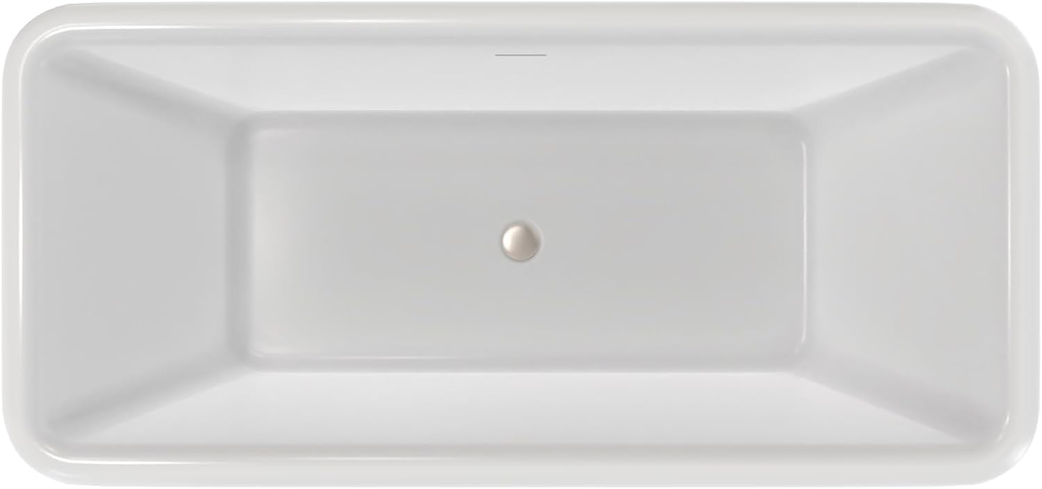 Crest 67 in. L x 31-1/2 in. W x 24-1/2 in. H Freestanding Acrylic Bathtub, Brushed Nickel Drain