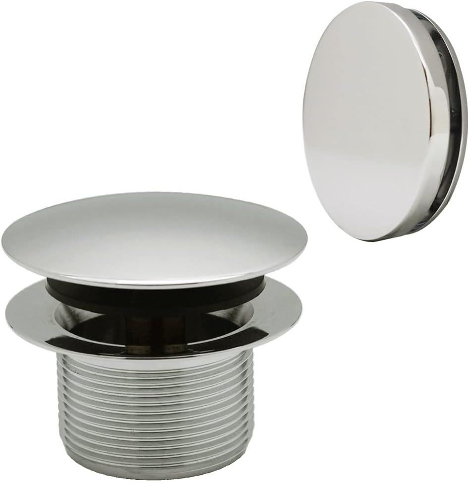 Westbrass A326HBJ-05 25' Brass Bath Waste & Overflow Assembly with European Tip-Toe Drain Plug and Illusionary Faceplate, Polished Nickel